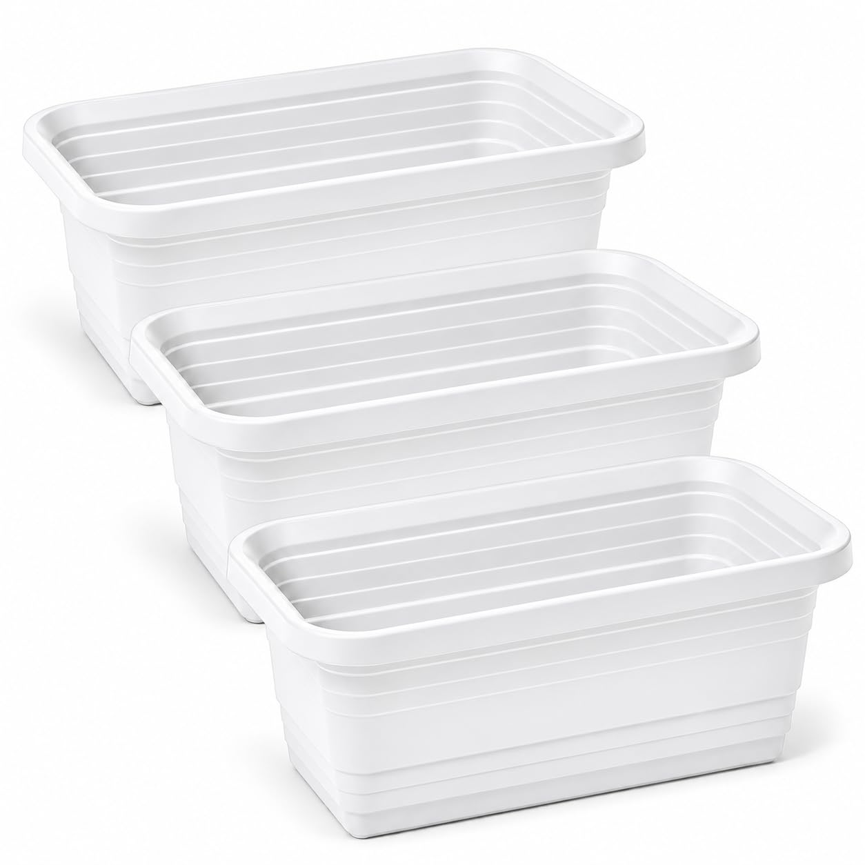 Muddy Hands Set of 3 40cm Garden Planter Troughs – Rectangular Trough Planters, Indoor Outdoor Window Box Plant Pots for Flowers, Herbs, Garden, Patio & Windowsill