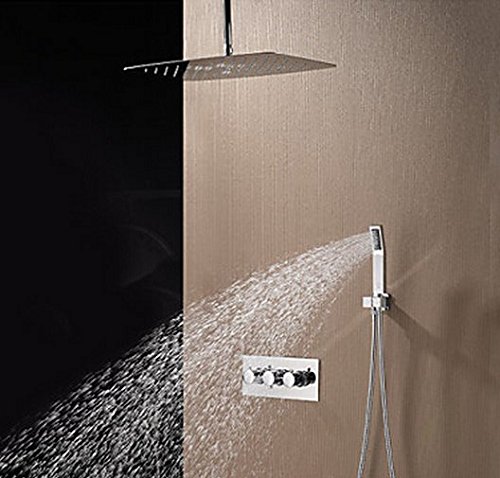 Ensemble de douche pluie Gowe en finition chromé vernis avec mitigeur mécanique de plafond
