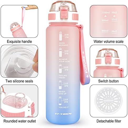CodiCile Water Bottle Sports 1.1 Litre Water Bottle, BPA Free Drinks Bottle, Leakproof Water Bottle for Sports, Outdoor, Fitness, Gym, Cycling, School and Office
