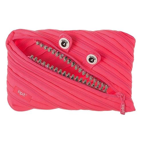 Image of ZIPIT Grillz Large Pencil Case, Holds Up to 60 Pens, Machine Washable, Made of One Long Zipper! (Pink)