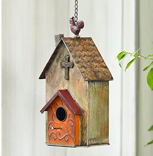 Jemeni Metal Rooster Bird Houses for Outsides Hanging, Birdhouse for Outdoor, 14.7" H……