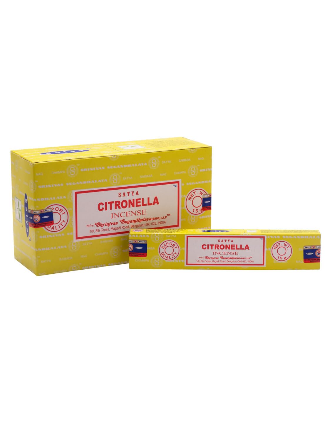 Satya Yellow Nag Champa Sai Baba Citronella Incense Joss Sticks By (15G Pkt 15-20 Sticks)