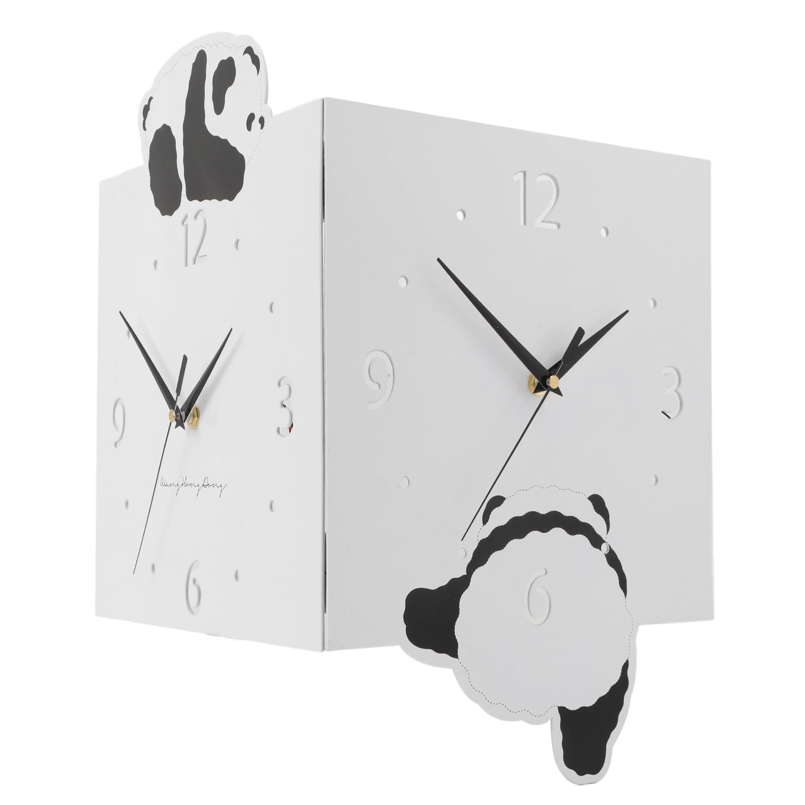 Horloge murale d'angle silencieuse à double affichage Cocoarm