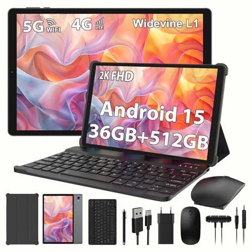 PIXGOOD 2K Android 15 Tablets, 36GB RAM+512GB ROM (2TB TF),