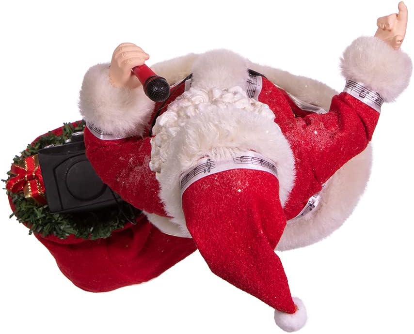 Kurt Adler 10.5-Inch Battery-Operated Fabriche Musical Karaoke Santa