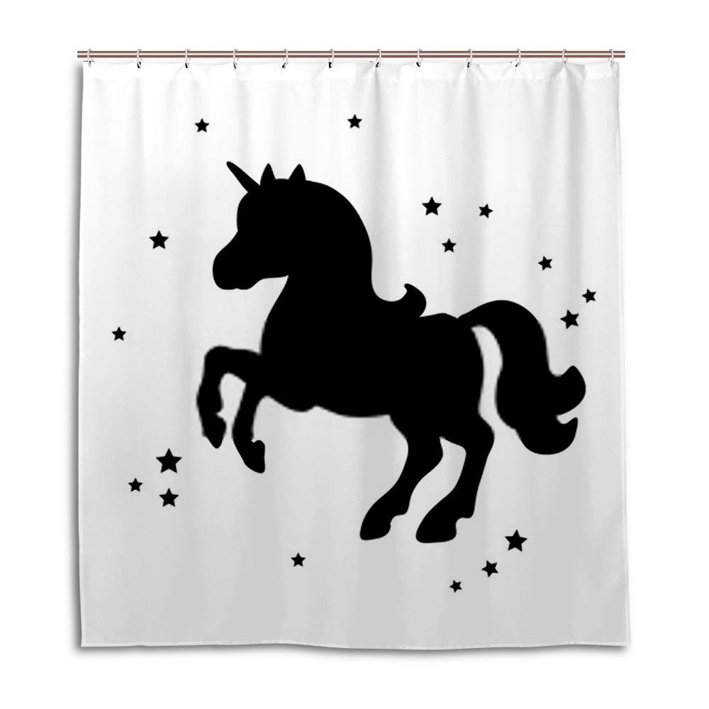 Rideau de douche licorne noir Chehongg 150x180cm imperméable avec ses 12 crochets