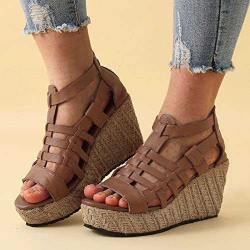 Womens Sandals Size 8 Wide Wedge Sandals For Women Shoes Dressy Casual Summer Open Toe Ankle Strappy Womens Sandals Yoga2
