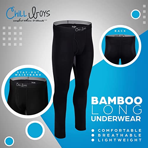 Chill Boys Viscose from Bamboo Men's Thermal Underwear - Soft Base Layer Long Johns, Cold Weather Thermals - Black3