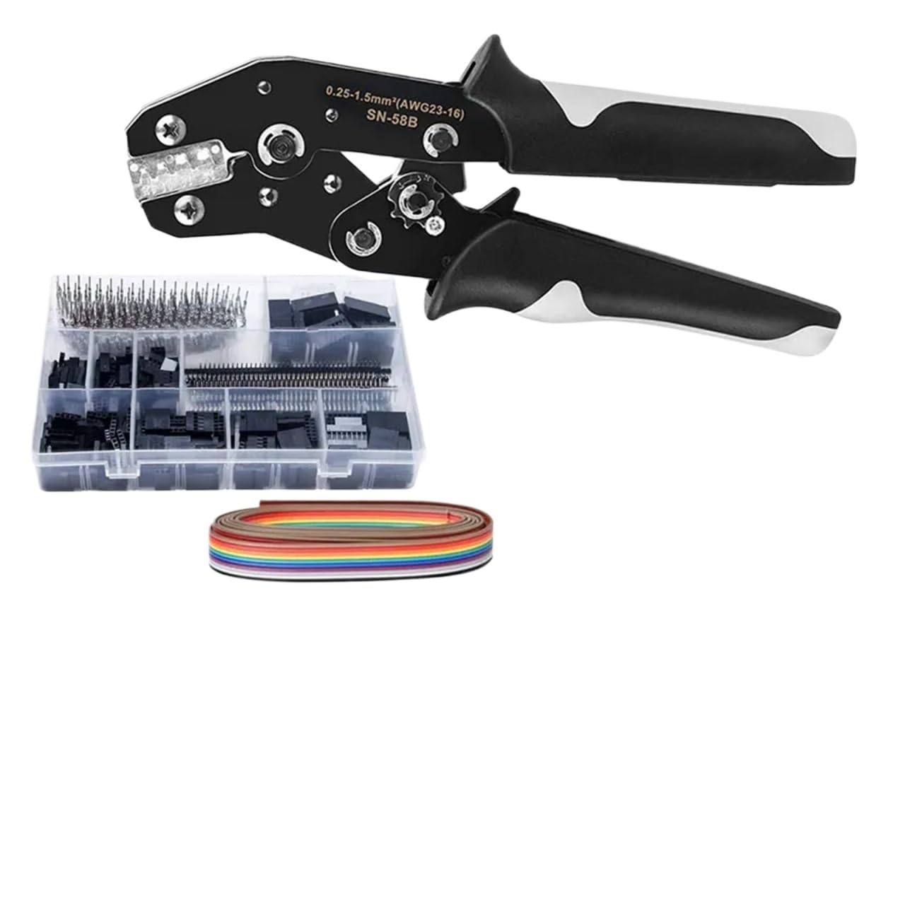 Ratchet Crimping Plier Crimper Tool 0.25-2.5mm² Terminal Wire Electrical Pliers(SN-58B 1550pcs)