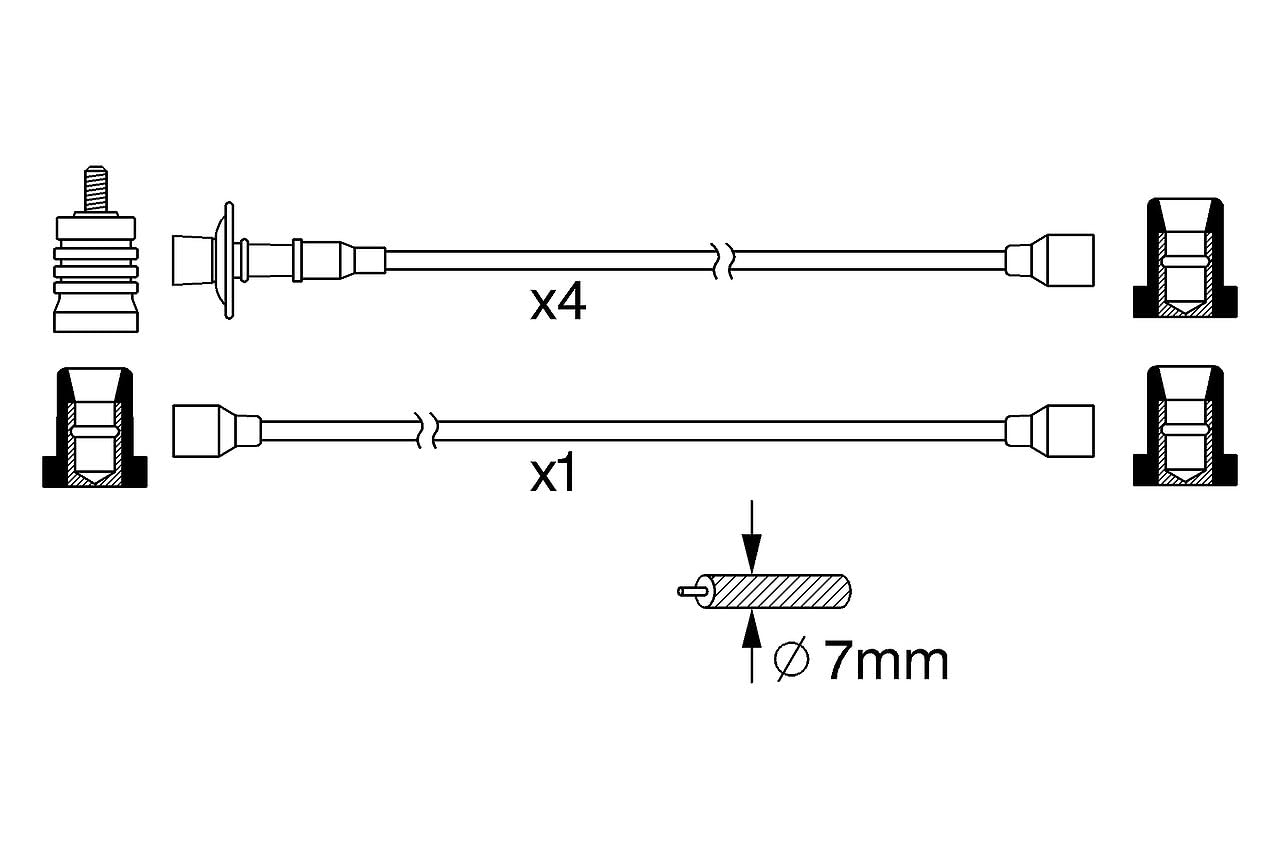 BOSCH Jeu de câbles d'allumage 0986356370 Compatible avec: VW 181, K 70, KAEFER, KAEFER Cabriolet