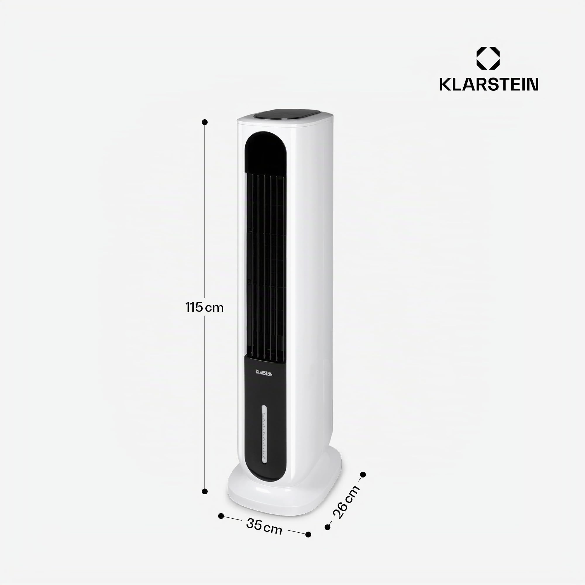 Klarstein Polar Tower Smart Ventilator Mit Wasserkühlung – 4-in-1 Luftkühler, Luftbefeuchter & Reiniger, 7L Tank, WiFi & App Steuerung, 3.306 m³/h Luftdurchsatz, Timer, Mobil, Weiß