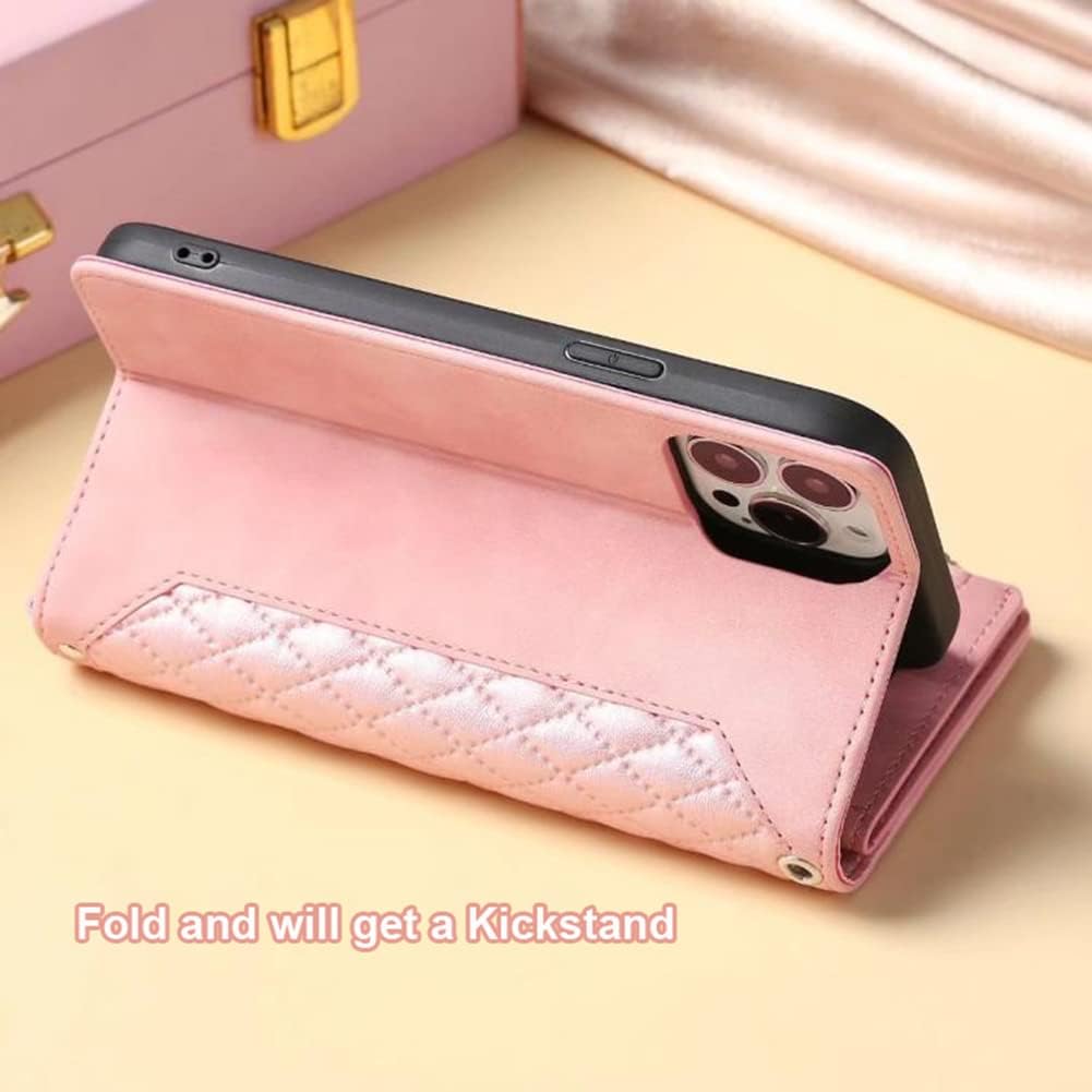 iPhone 13 Pro用ウォレットケース、電話ストラップ+PUレザー+ジッパー