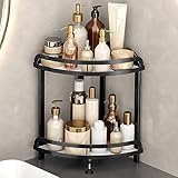 YIWANFW Corner Bathroom Counter Organizer 2-Tier Bathroom Organizer Countertop, Corner Storage Shelf Counter Standing Rack, Corner Shelf Organizer Makeup Tray Kitchen Spice Rack Bathroom Storage Decor