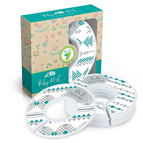 Baby Nest Designs Anti-Slip Plastic Closet Dividers, Chevron Teal, 24 Pieces, 1.25" Standard Rails