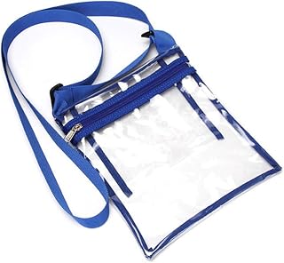 Emoly Clear Crossbody Purse Bag, Stadium Approved Bag with Extra Inside Pocket and Adjustable Shoulder Strap for Work, School, Concert, Sports Games (Blue)