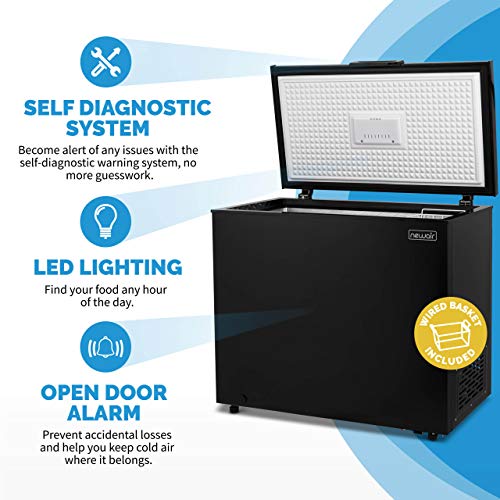 Newair Chest Freezer - 7 Cubic Feet Reach In Freezer Chest - Quiet Freezer With Digital Temperature Control, Open Door Alarm, And Fast Freeze Mode - Black #TOP1