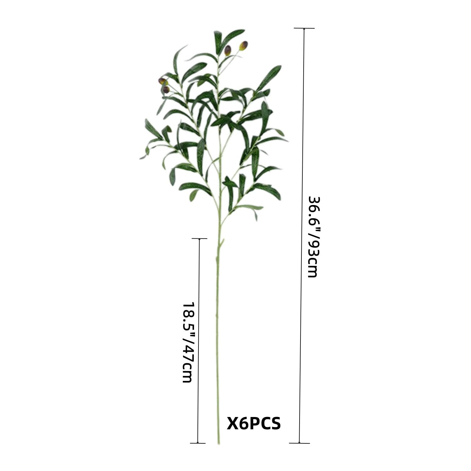 XZJMY Realistische künstliche Olivenzweige mit Früchten, 91,4 cm, 6 Stück