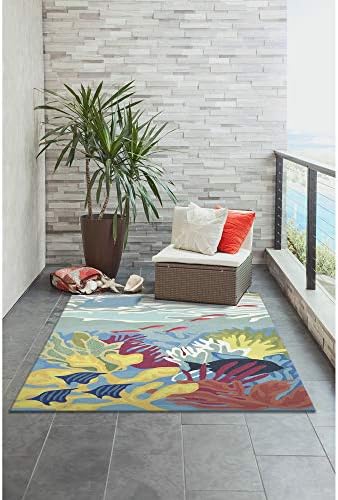 Liora Manne Ravella Indoor/Outdoor Durable Hand-Tufted UV Stabilized Rug- Ocean View Blue 8'3" x 11'6"