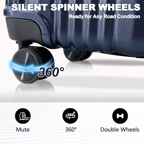 OUZZO 20 Inch Carry On Luggage with USB Port, 22x14x9 Airline Approved, Hardshell Expandable Suitcase with Spinner Wheels, TSA Lock, Corner Protectors, Travel Luggage for Business & Plane – Blue3