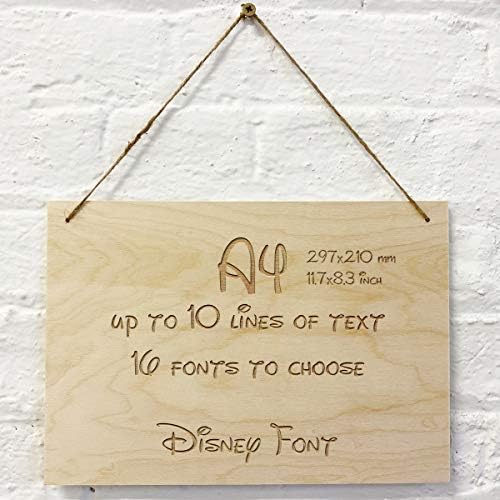 Cutncraft Designs Personalised Wooden Sign Plaque Custom Made Wall Door Hanging Gift Idea A5 21x15cm (8.2"x5.9") in Caviar Dreams Font