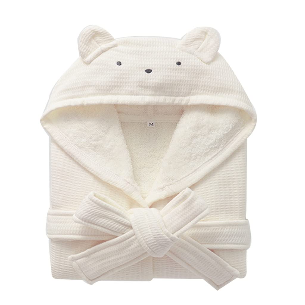 GHYUBYER Peignoir De Bain Enfant Eponge,Peignoir for Filles avec Capuche, Mignon Et Serviette À Capuche avec Ceinture for Filles, Vêtements De Détente Confortables. (Color : Bianco, Size : 4-7years)