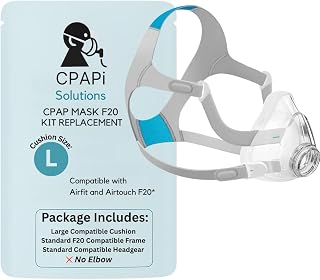 F20 Frame Set (L) – Compatible with AirFit AirTouch F20 by CPAPi Solutions – Includes Large Cushion, Standard Frame, Standard Headgear & Clips – No Elbow – Snug Fit (Large)