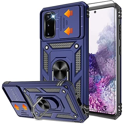 Gritup for Samsung Galaxy S20 5G Case with Slide Camera Cover, Build in 360° Rotating Ring Kickstand [Military Grade] Protective Case for Galaxy S20, Blue Cover