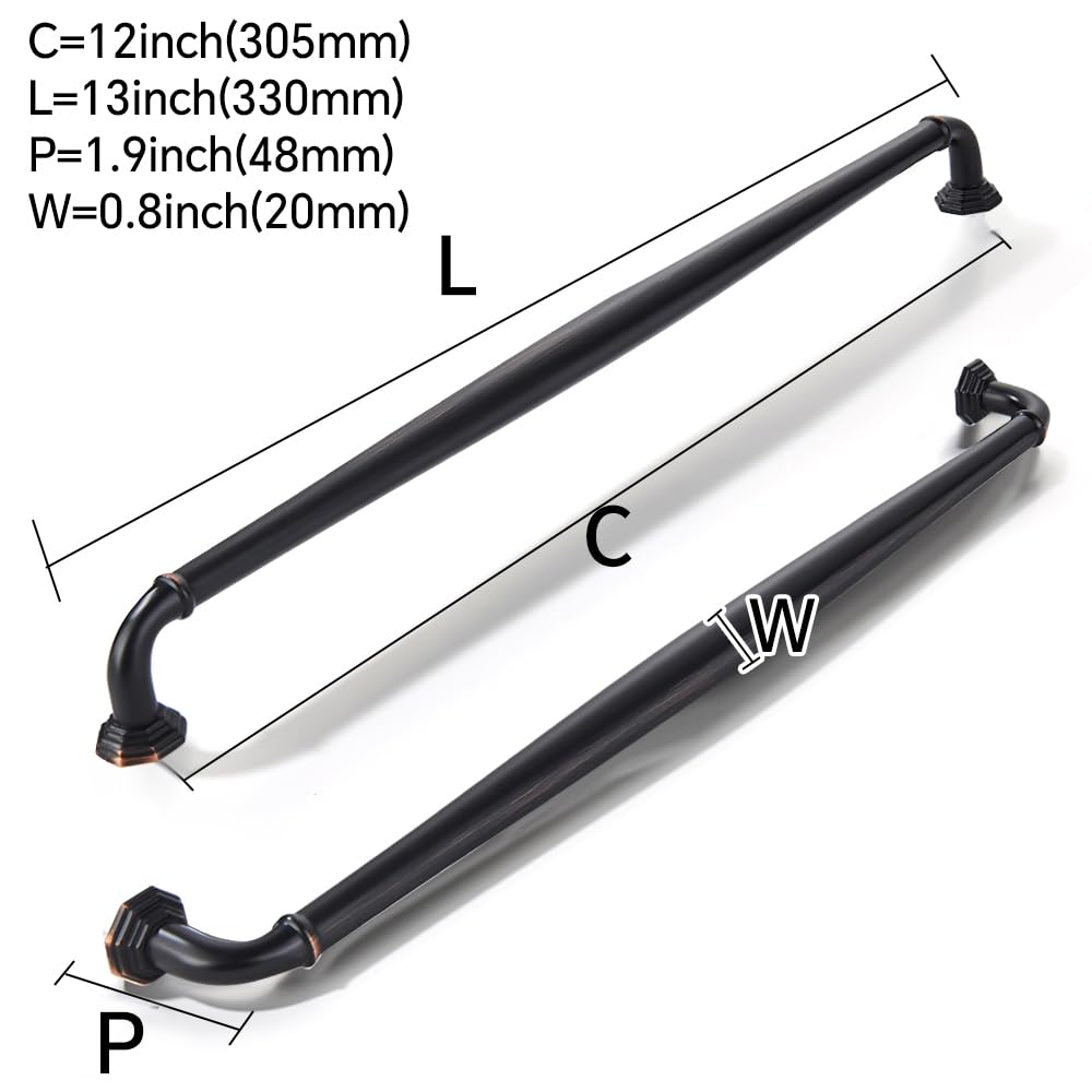 Square Oil Rubbed Bronze Appliance Pull - 80324, 12 in (305 mm) — KHTUMEWARE