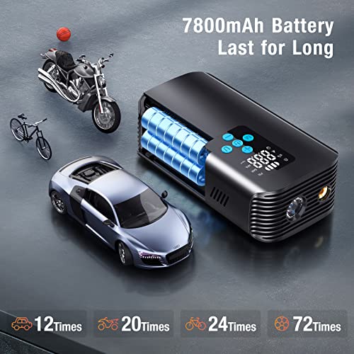 Nulksen Tire Inflator Portable Air Compressor, 150 Psi Cordless Air Pump For Car Tires With 7800Mah Battery, Tire Pump With Pressure Gauge For Car Bicycle Motorcycle Ball, Electric Bike Pump #TOP1