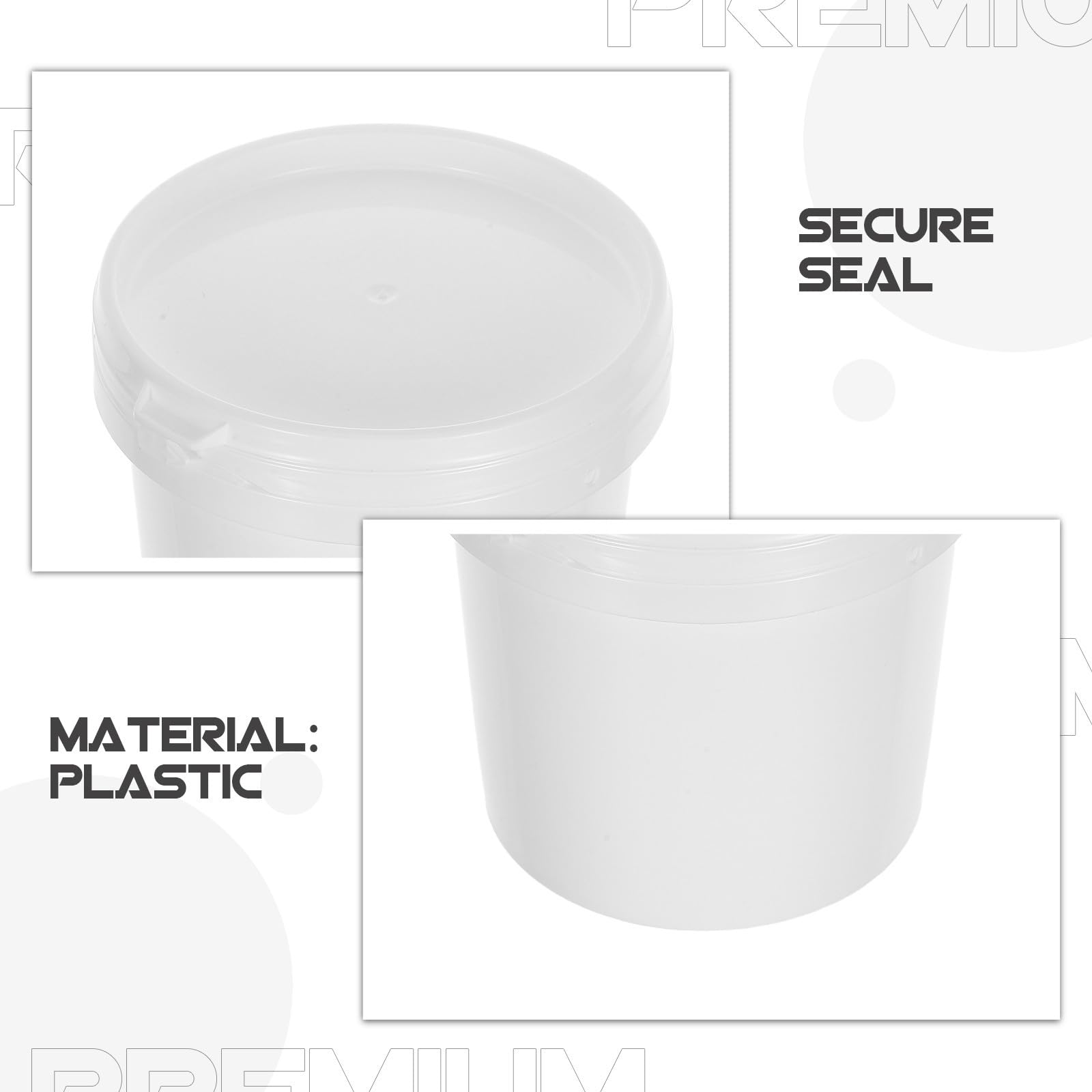 PACKOVE Lot de 4 Bucket Seau Vide avec Couvercle 500ml en Plastique, Fermeture Sécurisée, pour Produits Chimiques et Huile Moteur, Usage Industriel