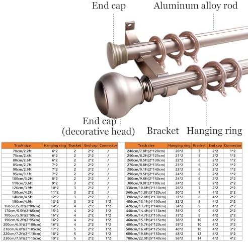 Heavy Duty Double Curtain Rod Set 70-700cm Adjustable Drapery Track, Silent Pole for Living Room & Bedroom - Stylish Home Decor Solution