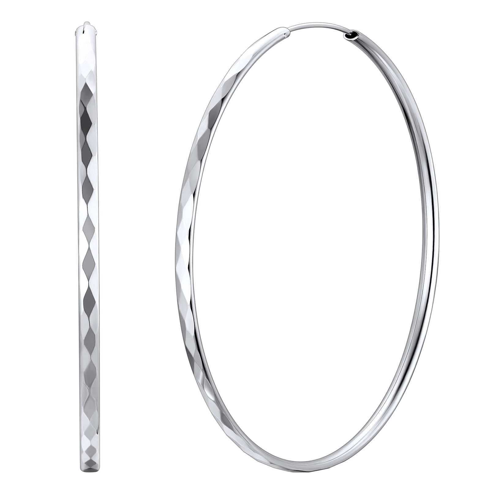 ChicSilverPendientes Aros Mujeres Plata de Ley 925 Aretes Redondos Planos Joyerías Deliciosas de Orejas Pendientes Finos Pequeños Medianos Grandes 15/20/30/50/70 MM