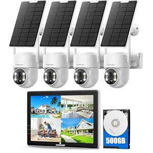 Camcamp Solar-Überwachungskamera-Set WLAN für außen mit Monitor, 4 Kameras