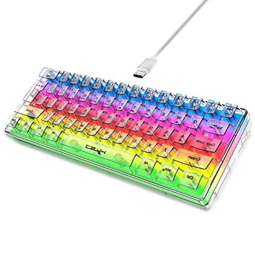 透明シェルキーボード LED タイプ C USB 有線コンピュータアクセサリー人間工学に基づいた 61 キーキーパッドバックライトキーボード バックライトキーボード