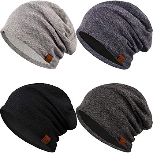 Syhood 4 Pieces Slouchy Beanie Hat Oversized Skull Cap Winter Warm Knitted Hat For Women Men Winter Accessories #TOP10