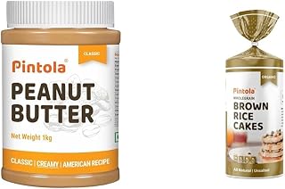 Pintola Combo - Classic Peanut Butter Creamy 1Kg + Rice Cake Multigrain Salted 130g, 100% Pure Roasted Peanuts butter, Smo... Price In India