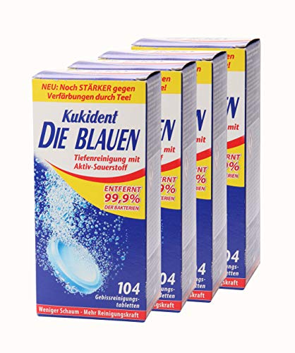 4 x Kukident De blauwe beetreinigingstabletten gebitreiniger reiniger 104 stuks