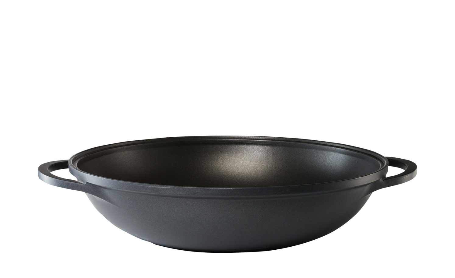 KHG Bratpfanne Wok 36 cm Induktion, Antihaft | 5,5 Liter Volumen, aus Aluminium Schwarz | XXL Kochgeschirr Pfanne mit Glasdeckel | spülmaschinengeeignet, backofengeeignet