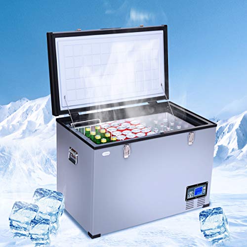 Image of Nightcore Portable Refrigerator, 100.5 Quart Travel Car Fridge, Electric Cooler with LCD Panel, Fast Cooling and Energy Saving Mode, Shock-Proof Compact Vehicle Refrigerator for Outdoor and Home Use