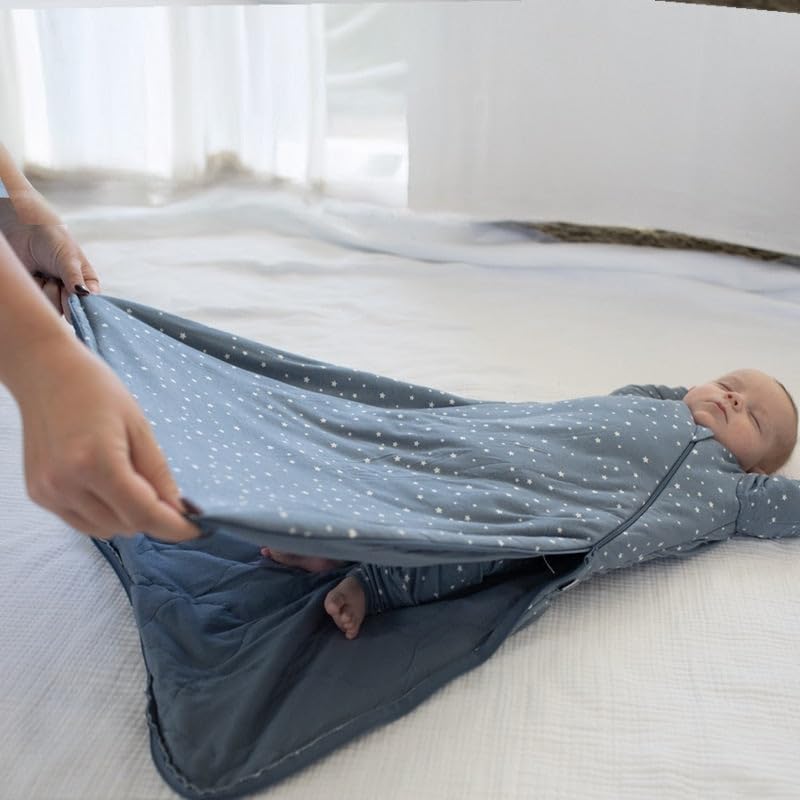Image of GUNAMUNA Long-Sleeve Sleep Sack for Babies, Wearable Sleep Bags, Soft Rayon, 1.0 TOG, Essentials for Newborns