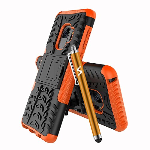 Case For Samsung Galaxy S9 Phone Case Hybrid Rugged Armor Shockproof Heavy Duty Kickstand Protective Back Cover For Galaxy S9 Mobile (Orange) - Image 2