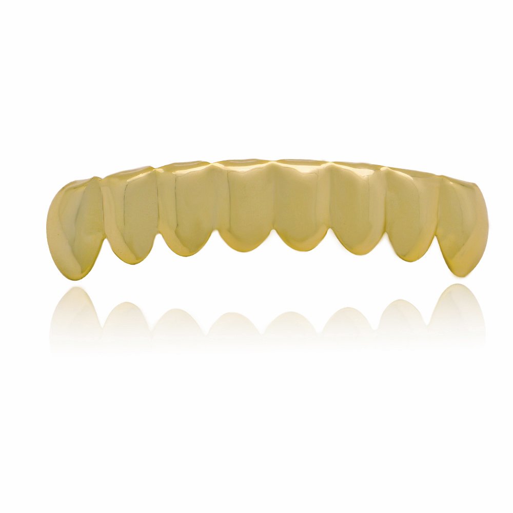 Buy 8 Teeth Grillz Top Bottom Grills 14k Gold Shiny Hip Hop Teeth