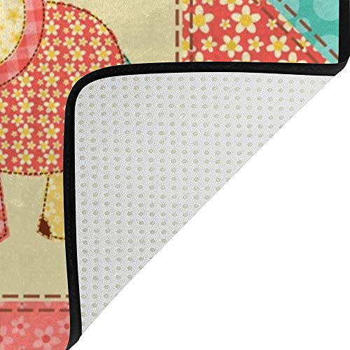 Tapis éléphant coloré grand format patchwork de salon Ruchen - 5