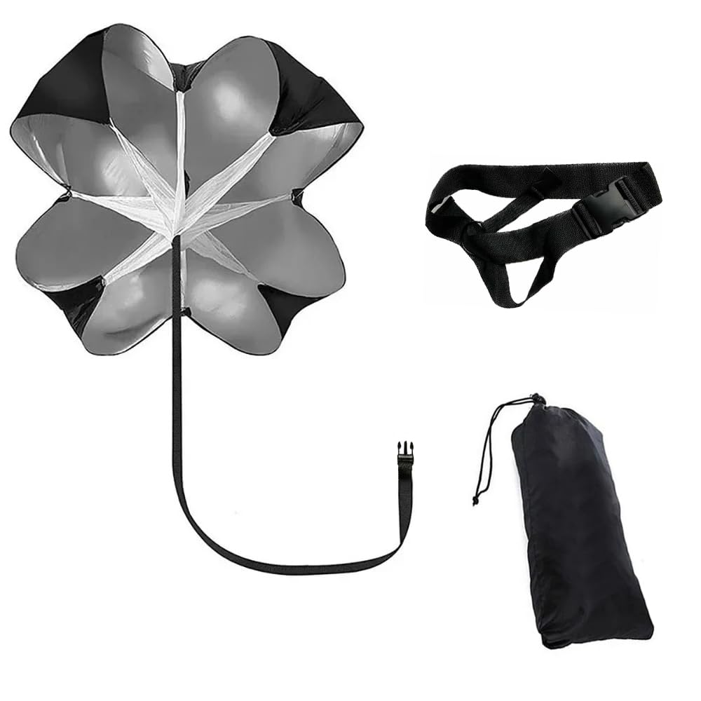 Paracadute da corsa da 142 cm, con cinghie regolabili, attrezzatura da allenamento per resistenza e agilità, attrezzatura per allenamento di velocità per basket per migliorare la potenza e la