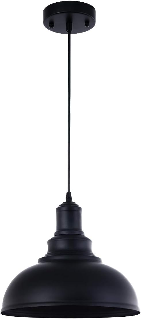 Pendant Lighting, Farmhouse Pendant Lamp, Hanging Light Fixtures with Metal Shade (Black Inside), Industrial Black Pendant Lights for Hallway Kitchen Island Dining Room Living Room