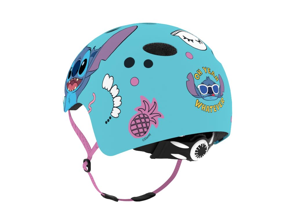 Seven Polska Disney - Casco da bicicletta Stitch, Roller Blades, Skater, 52-56 cm, a partire da circa 6 anni