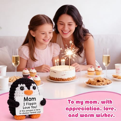 Birthday Gifts for Mom, Handmade Penguin Crochet Gifts for Mom and Mother in Law, Funny I Love You Gift for Her, Mothers Day Gift — view 5