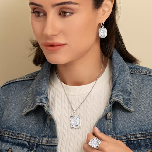 JEAN RACHEL JEWELRY 925 Sterling Silver Dangle Earrings for Women - Rope with Octagon Cubic Zirconia Vintage Design - Hypoallergenic, Lead & Nickel Free Jewelry - Artisan Handcrafted Statement Earrings4