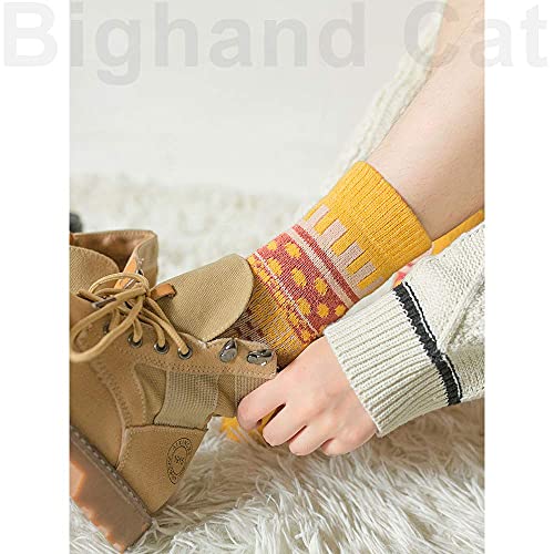 Image of IIG 5 Pairs Women's Vintage Style Thick Wool Warm Winter Crew Socks