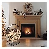 Brennholzständer Eisen Kamin Brennholz Ständer Rack Aufbewahrungsregal Schwarzer Sandmuster Einzelschicht 24/ 34 Zoll Indoor und Outdoor Schwerlast Brennholz Lagerregal ( Color : 24 Inch Black )